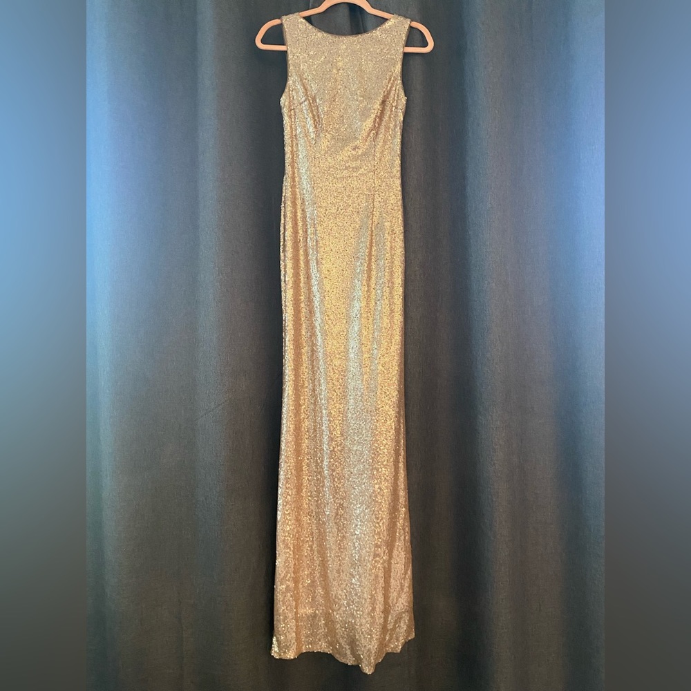 Slink and Wink Matte Rose Gold Sequin Maxi Dress